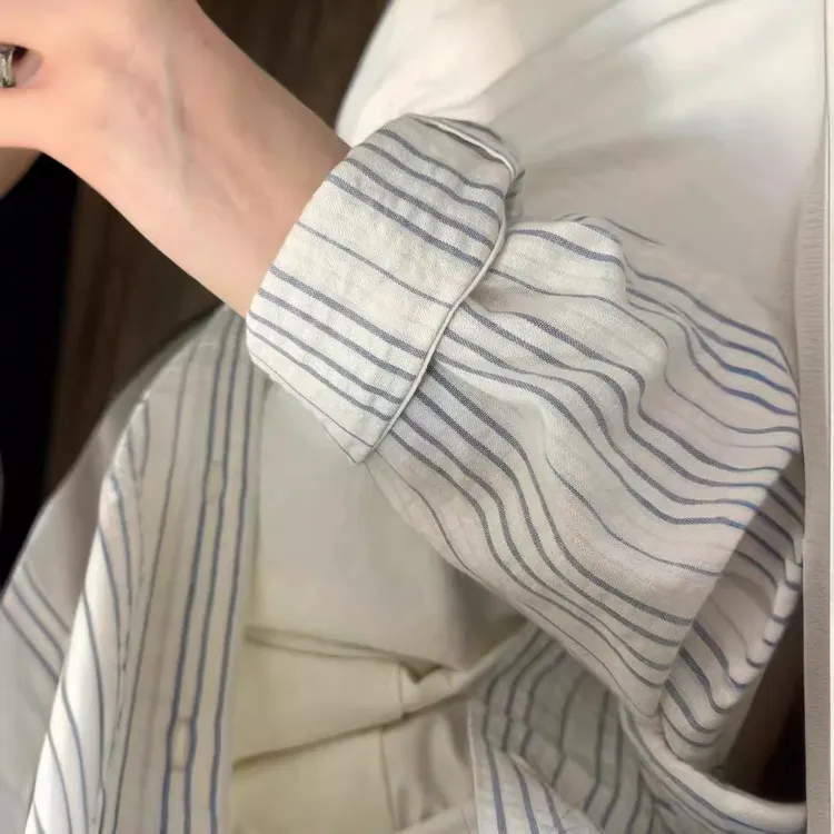 防晒98棉衬衫女2025夏季薄款超仙小清新宽松百搭显瘦衬衣外穿上衣