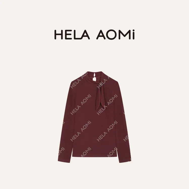 HELA AOMI “兔耳朵”造型感千金风飘带打底针织衫CY5DB23631