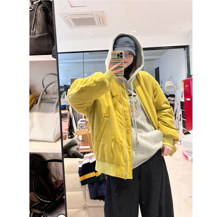 晶咕【自由轨迹！】韩系甜美可拆卸蝴蝶结宽松飞行服外套