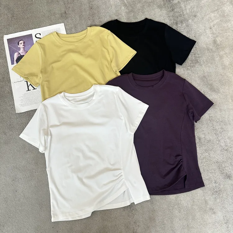 【米可家】莱赛尔天丝褶皱设计感短袖T恤15189