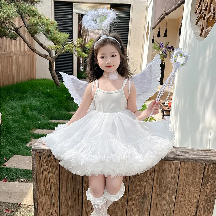 女童连衣裙夏季装新款儿童天使翅膀蓬蓬裙绝美生日礼服公主tutu裙