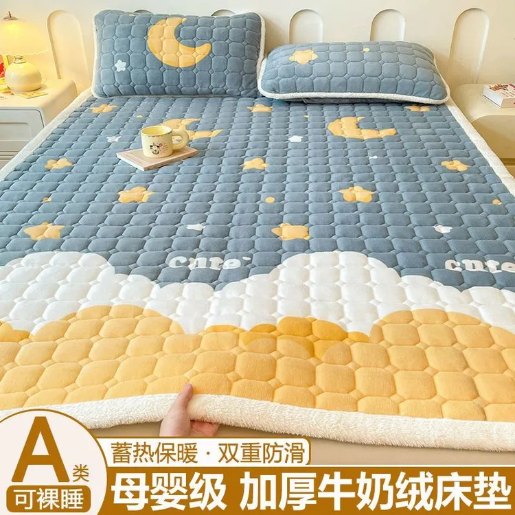 轻奢保暖牛奶绒床垫床褥铺底冬季加绒床单床盖席梦思保护垫榻榻米