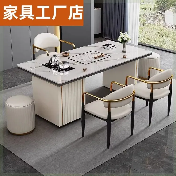 现代岩板茶桌椅组壶合轻奢简约阳台烧水一体办公室小茶台茶茶桌