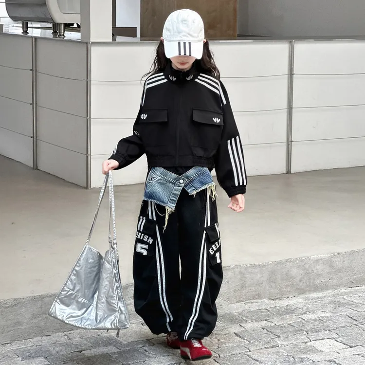 女童套装秋装2025新款儿童洋气炸街春秋中大童时髦网红运动两件套