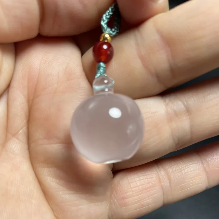 天然粉晶雕刻苹果吊坠挂件简约精致好运礼物22.6*19.6重10.8克