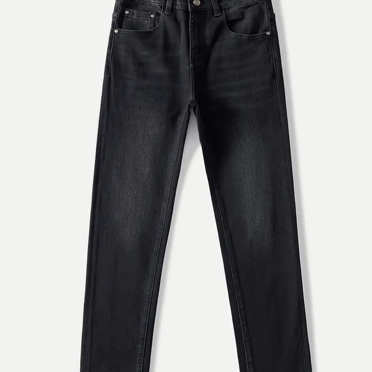 若晴商贸 2025早秋新款中腰水洗黑色男牛仔裤高端修身小直筒裤