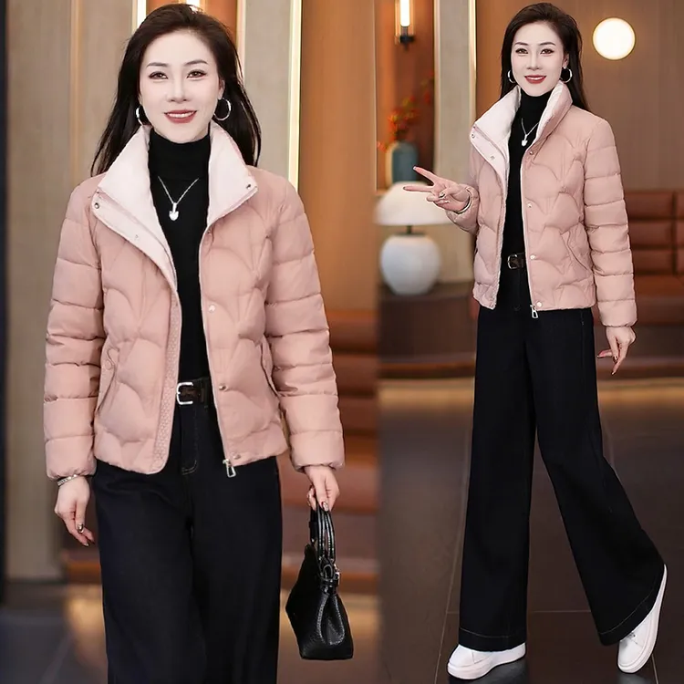 立领棉衣时尚休闲外套短款保暖复古休闲女冬季棉服2025显瘦棉外套