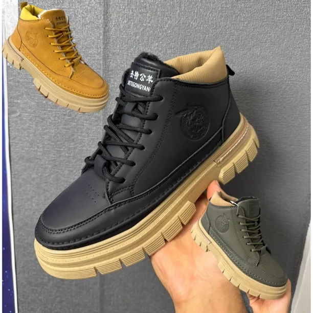 马丁靴耐磨休闲英伦保暖高帮皮革拼接休闲鞋533