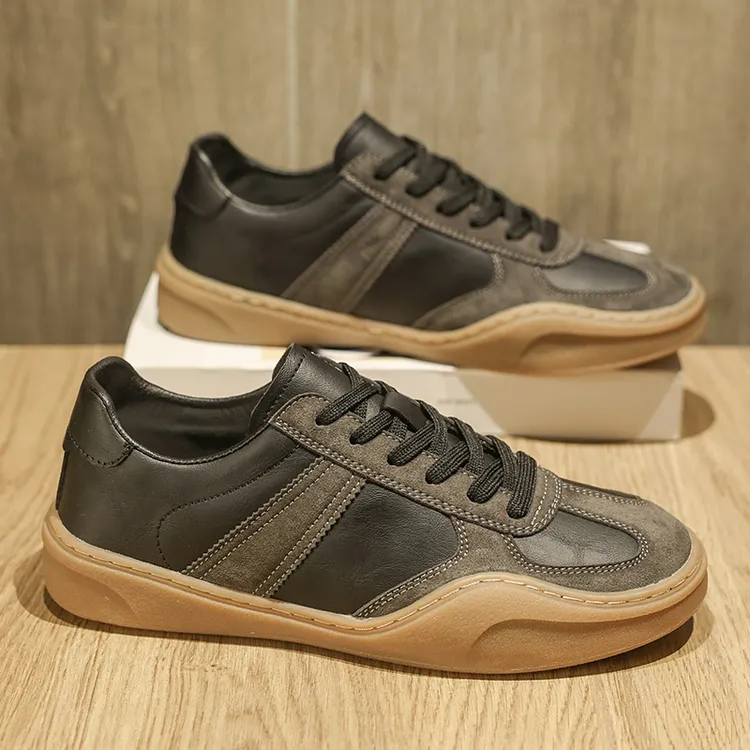 春秋素面极简风厚底系带休闲板鞋阿甘鞋鞋子时尚男士透气低帮