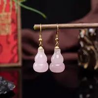 水晶耳饰【宝陀明月】天然精品粉水晶葫芦时尚潮流复古气质百搭