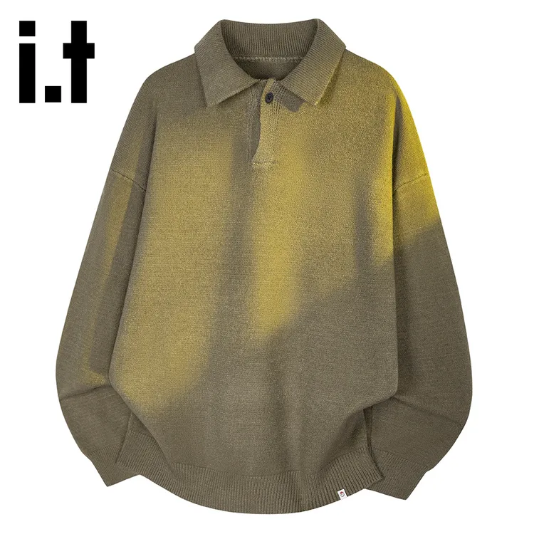 it:CHOCOOLATE2025秋冬季新款纯色简约毛衣男士翻领休闲百搭上衣
