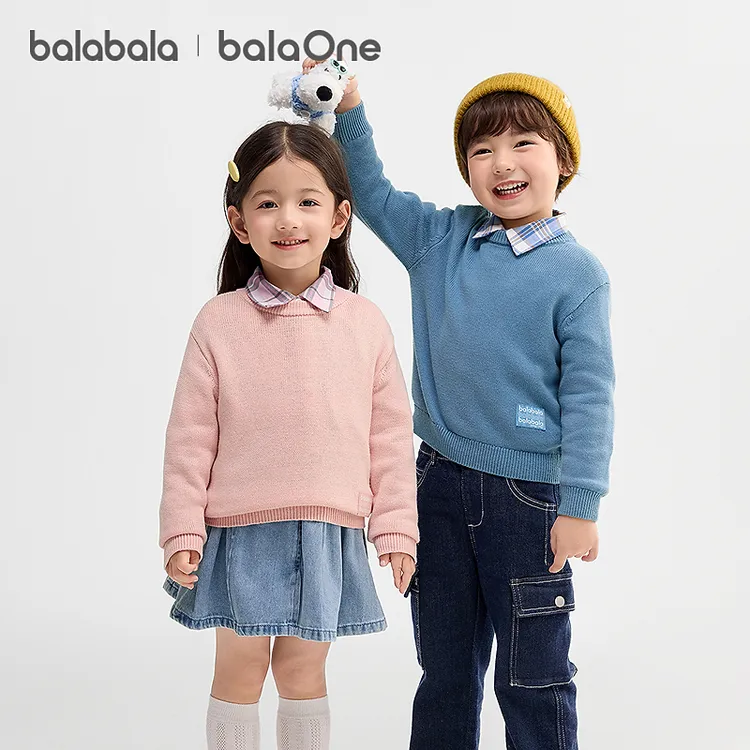 【balaOne】巴拉巴拉童装儿童毛衫女童2025冬毛衣打底衫男针织衫