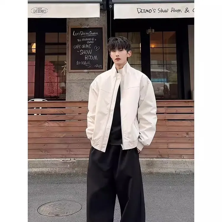 春季高级感痞帅立领夹克男工装外套cleanfit短款飞行员棒球服外套