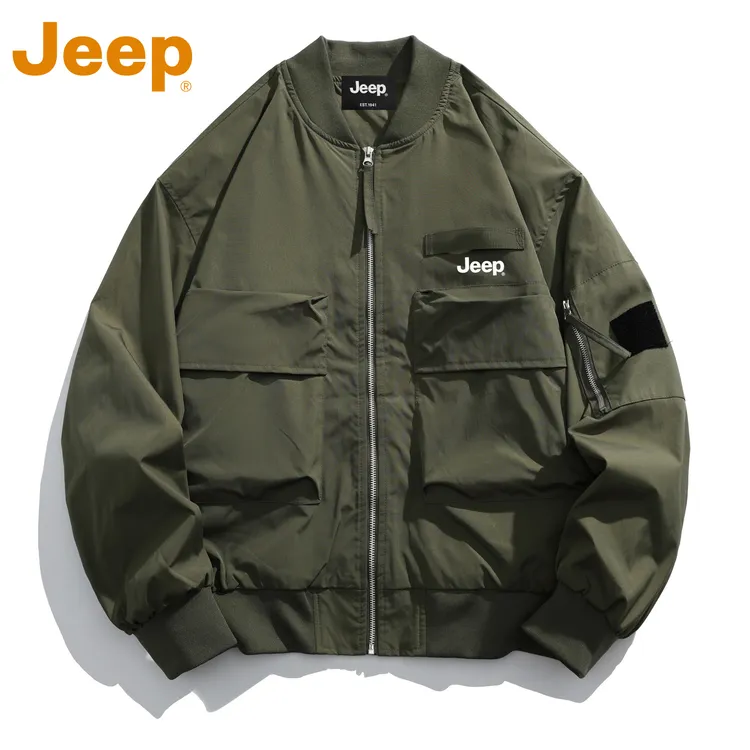 JEEP吉普工装棒球服夹克男款秋季潮流百搭宽松休闲防水飞行员外套