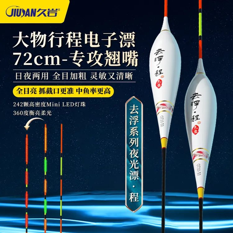 久岩去浮程夜光浮漂日夜两用Mini LED大物电子漂行程翘嘴浮漂鱼漂