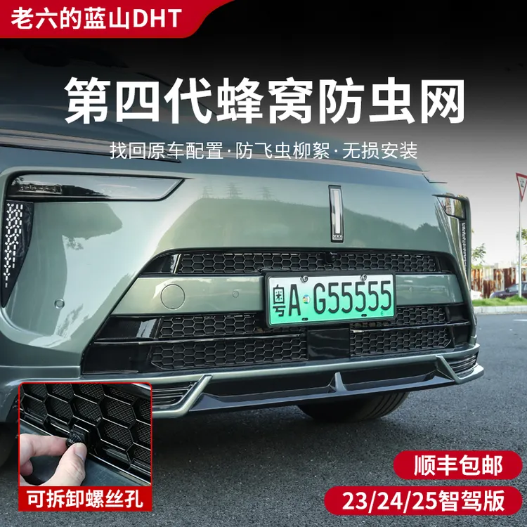 魏牌智驾版蓝山25-23款专用4代蜂窝防虫网前中网防蚊尘罩外饰改装