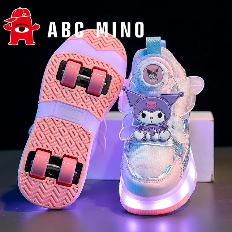 ABC MINO女童暴走鞋2025新款儿童轮滑爆走鞋女孩四轮溜冰鞋运动鞋