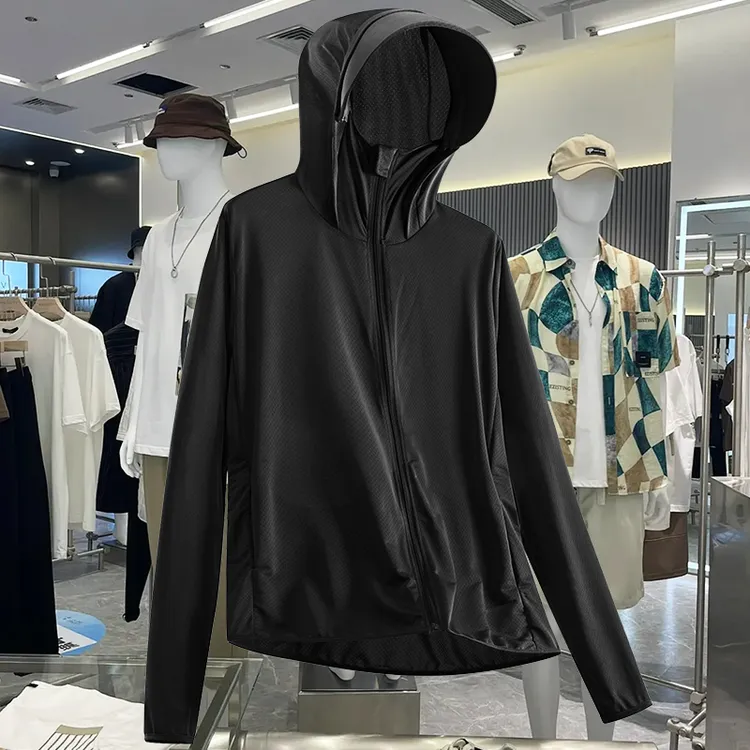 2025新款遮阳连帽冰丝防晒衣男款夏季薄款轻薄透气防晒服开衫外套