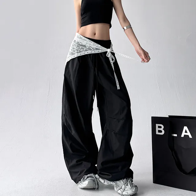 美式复古白色蕾丝2025春装不规则下摆屁帘女一片式绑带百搭叠穿