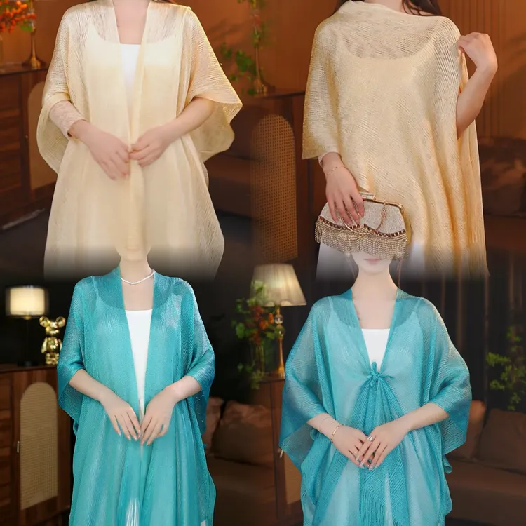 【多种穿法亮丝披肩】时尚气质百搭亮丝披肩多种穿法