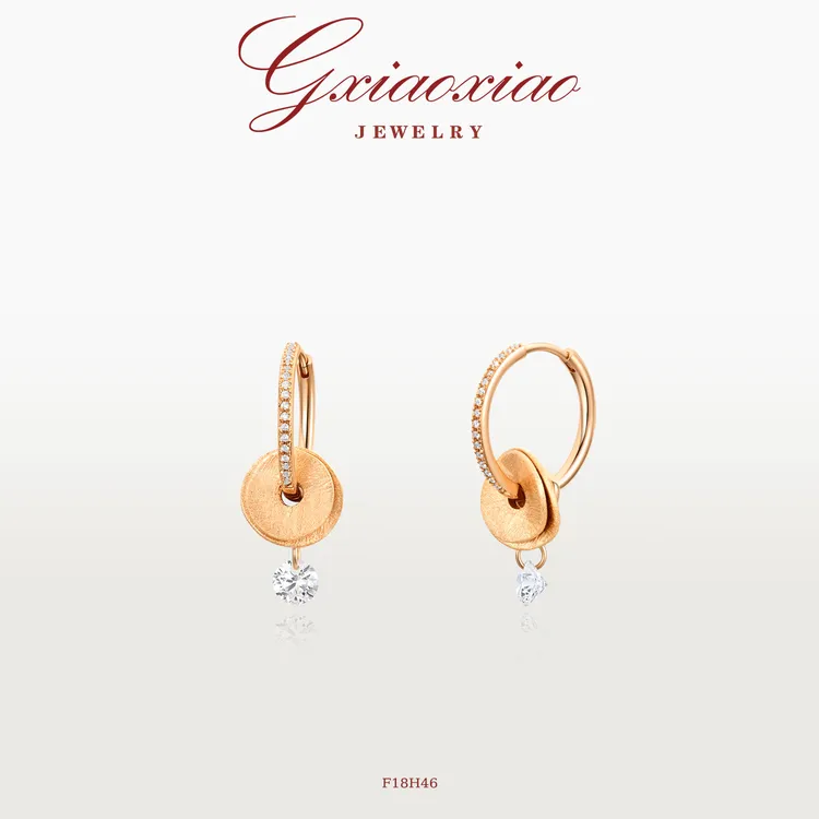 G XIAOXIAO 镀K金耳饰【金碟曳光】时尚气质个性百搭圆形耳环F18H46