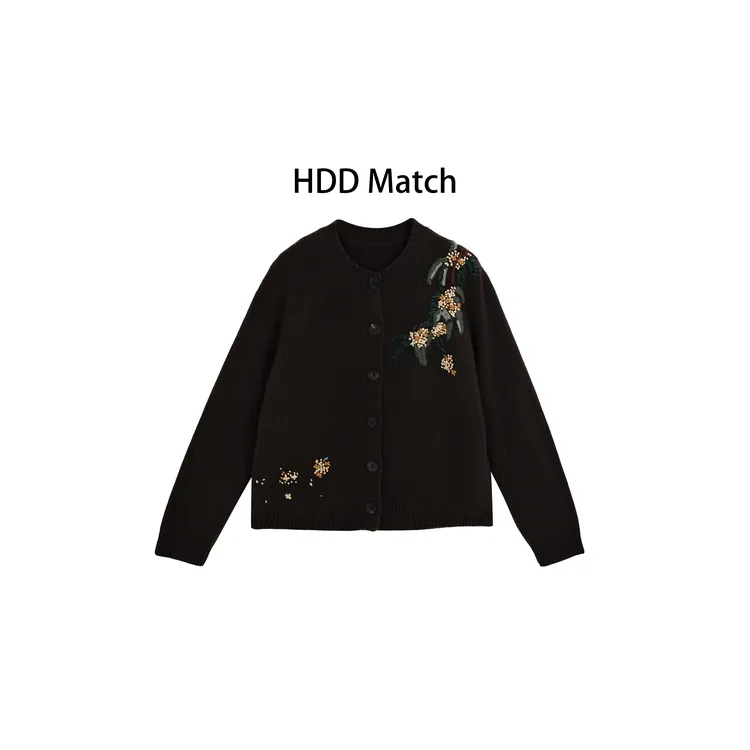 HDD- "针织品质"羊毛 秋冬钩花品质小众花朵毛衣开衫上衣  Y9005