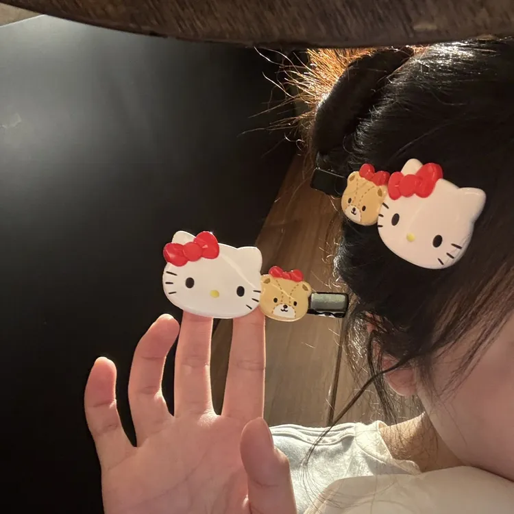 日系可爱鸭嘴侧边刘海发夹卡通甜美少女凯蒂发饰kitty