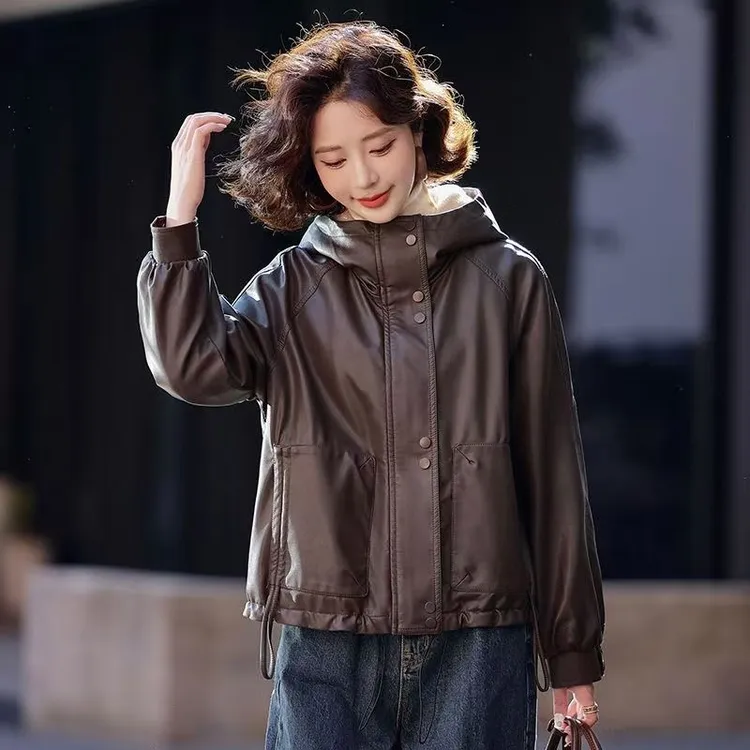 小香风加绒皮衣妈妈外套女秋冬皮衣宽松2025新款美拉德学院风