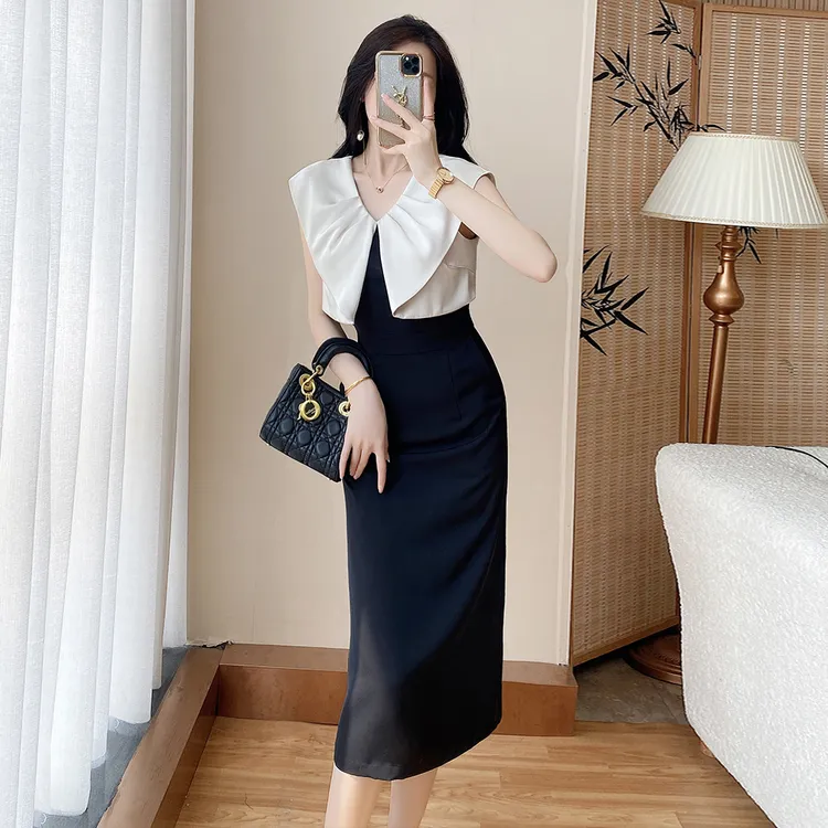 设计感轻奢女装连衣裙25夏装新款女神范修身小礼服长裙子收腰显瘦