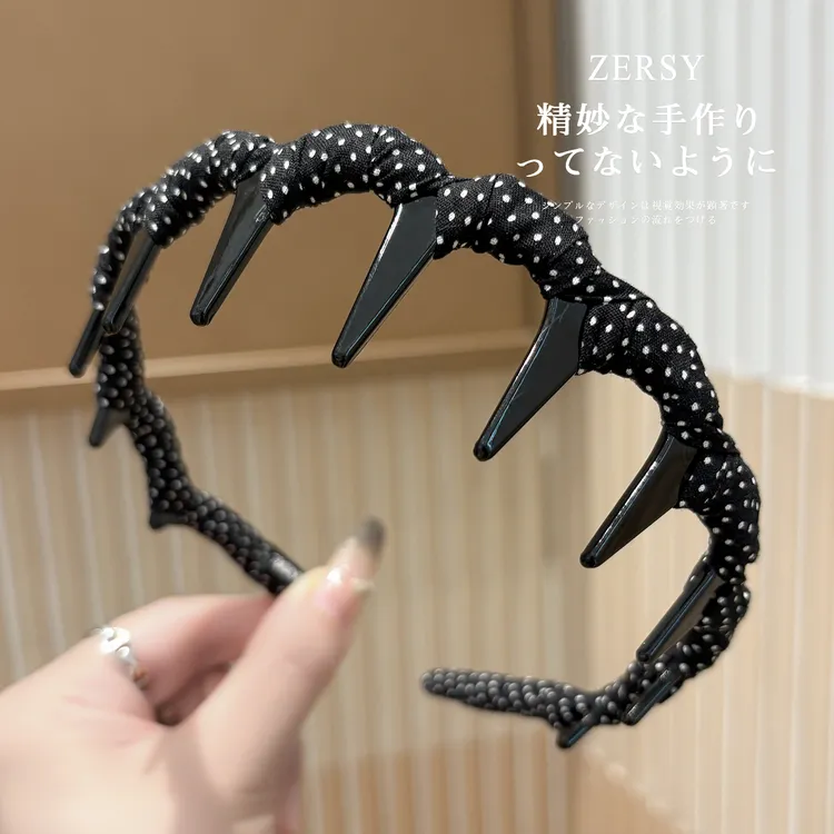 波点长齿波浪发箍女2025新款高级感洋气时尚发卡日常外戴百搭头箍