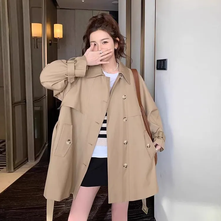 2025春秋中长款百搭英伦风衣女网红小个子设计感西装学生外套潮