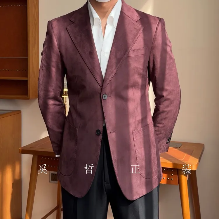 春季新款复古老钱风高级感平驳领休闲单西外套-689