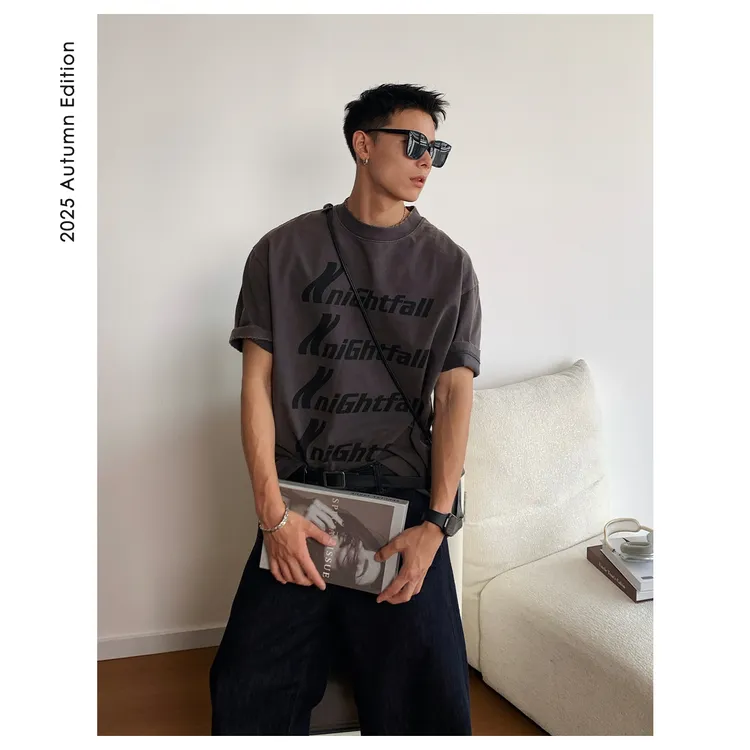 ZICHENG 25ss夏季 重磅纯棉 平替款 3D字母印花 男士廓形短袖t恤