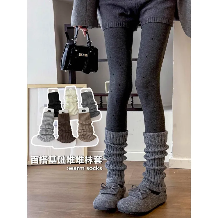 堆堆袜套女秋冬格雷系灰色针织小腿袜保暖显瘦y2k辣妹亚文化腿套