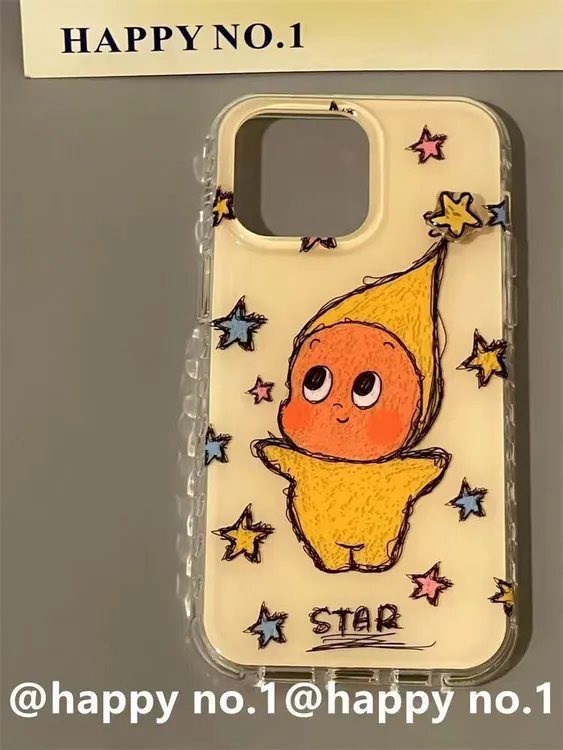 IMD双层卡通涂鸦星星人适用苹果16/15华为小米OPPOVIVO高级手机壳