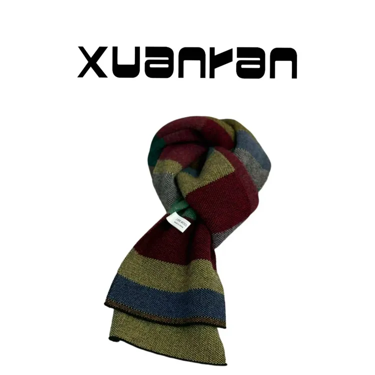 【渲渲推荐】XR-11-17冬季彩虹条纯羊毛时尚百搭围巾