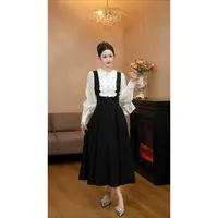 6601【暮烟序】富家千金风假两件连衣裙女高级感气质收腰长裙子