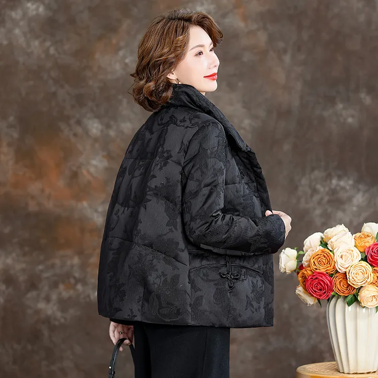 齐黛品牌妈妈新中式高端妈妈羽绒服冬季鹅绒服外套短款