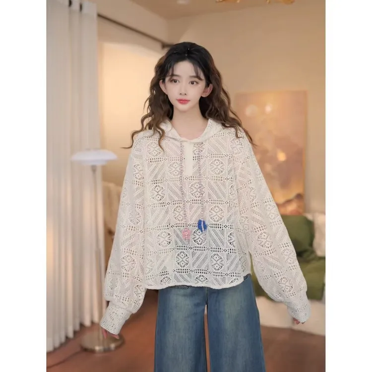 余紫绮【露凝白草】时尚百搭休闲显瘦连帽套头衫女ZS1116228