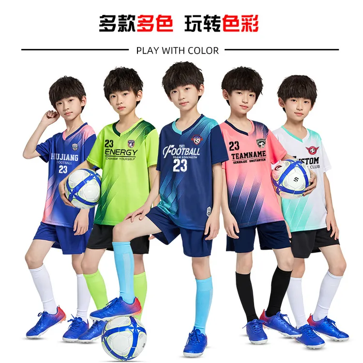 足球服套装男印制小学生比赛训练队服秋冬长袖运动四件套球衣