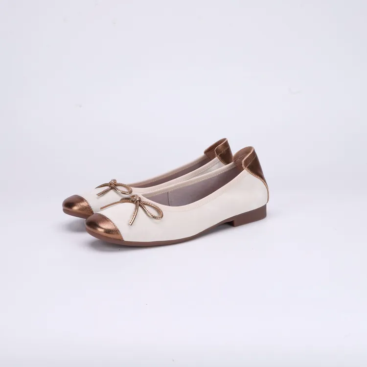 西子/【曼波】新中式撞色时尚牛皮羊皮平底浅口芭蕾鞋单鞋/NXWR001