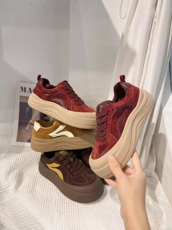 真皮休闲板鞋潮流女鞋百搭厚底女鞋阿甘鞋时尚春秋季单鞋1