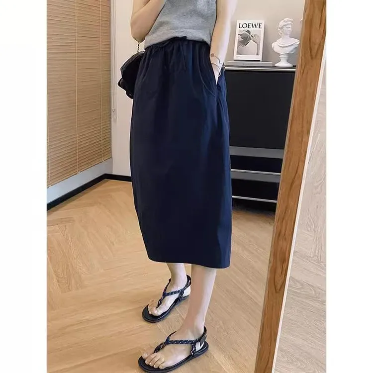半身裙女2025新款夏季薄款今年流行高腰宽松显瘦中长款花苞裙子女