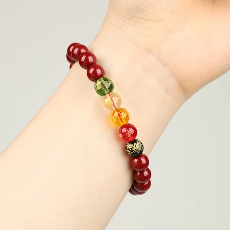 手链 【秋山拾趣】朱砂五路财神单圈男女同款新中式过年送礼