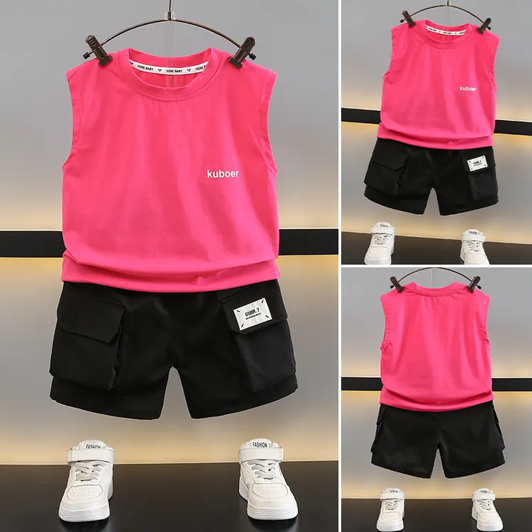 男童无袖坎肩套装2025夏季新款潮酷夏装儿童装宝宝帅气背心两件套