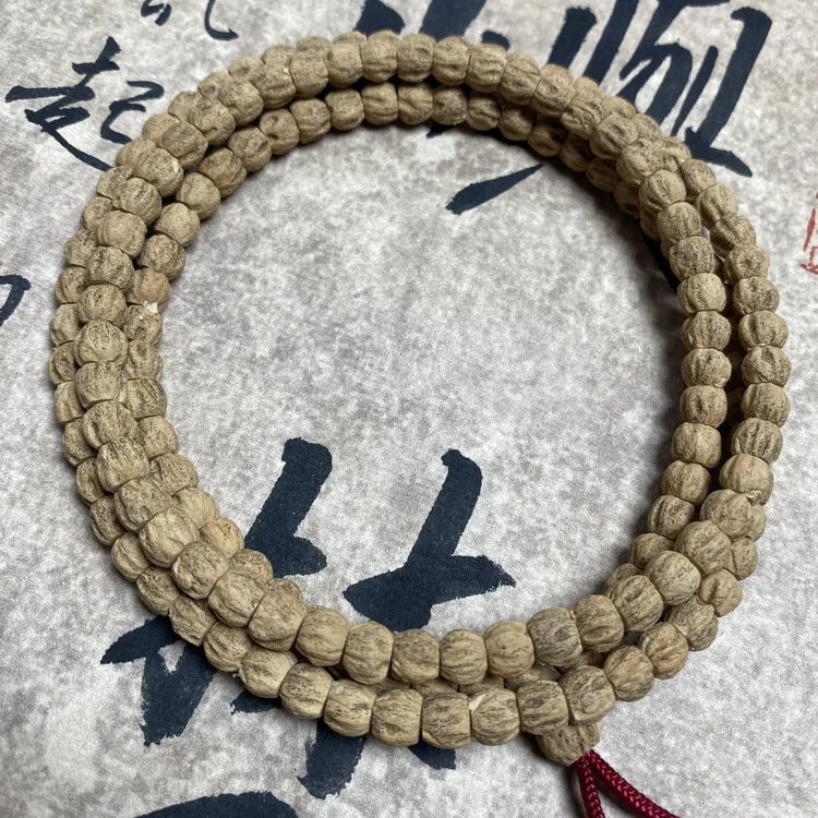 【新玩家必入】文玩柏香籽情侣款直切顺纹108挂脖手串原皮6-7mm