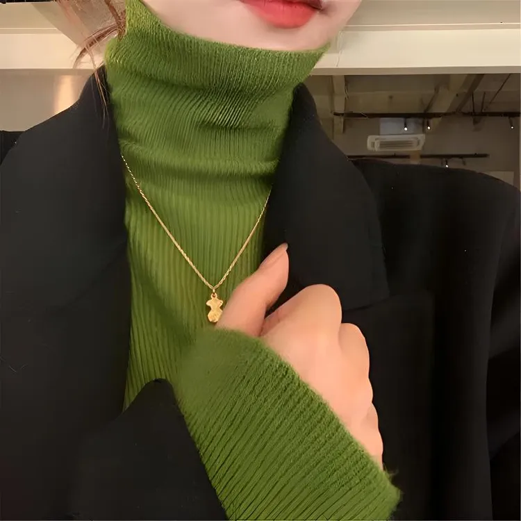 堆堆领神仙色系内搭纯色打底针织衫女秋冬高弹不卡脖子上衣显瘦