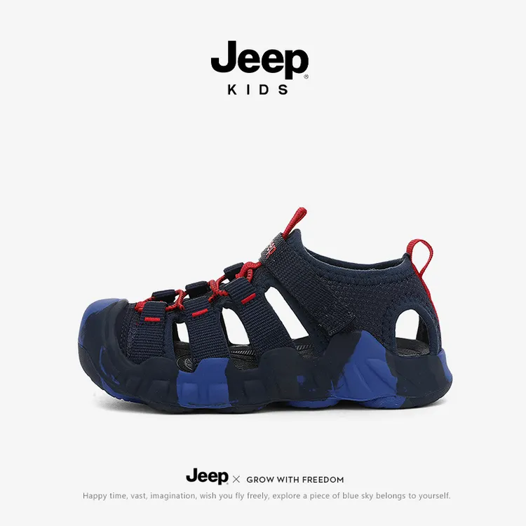 jeep男童凉鞋2025新款夏季户外防滑儿童溯溪鞋女童软底包头运动鞋