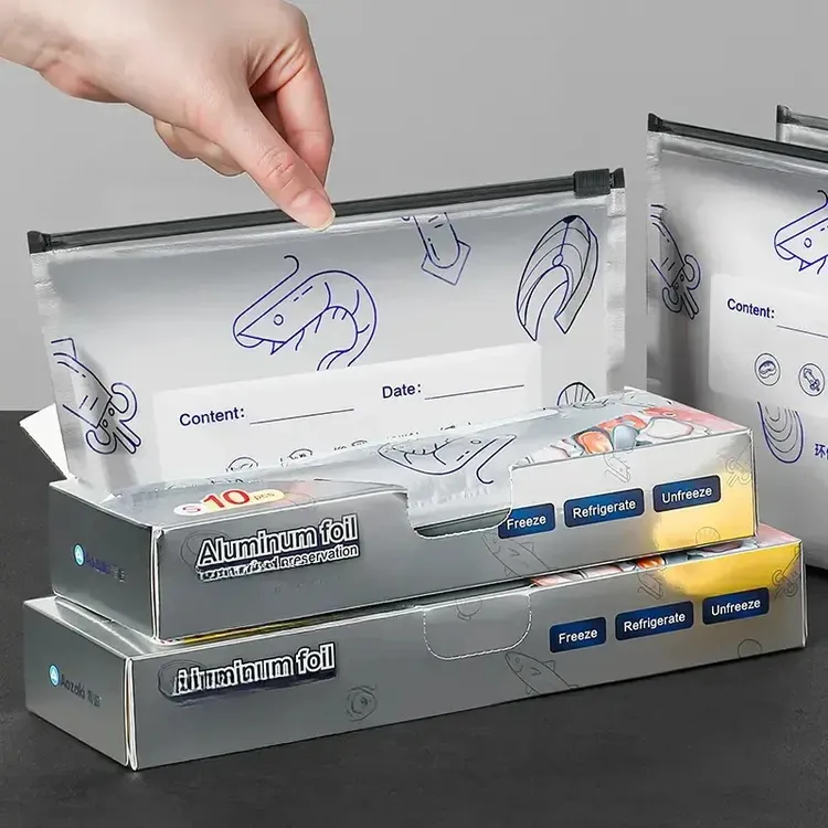 企尧【超划算 60个装】铝箔保鲜密封保鲜 袋家用冰箱食物冷冻收纳袋商品图