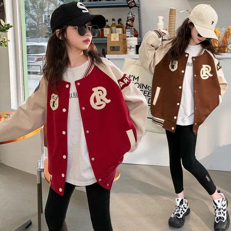 欧若风女孩女童棒球服儿童秋季童装潮款春秋宝宝外穿外套洋气新款